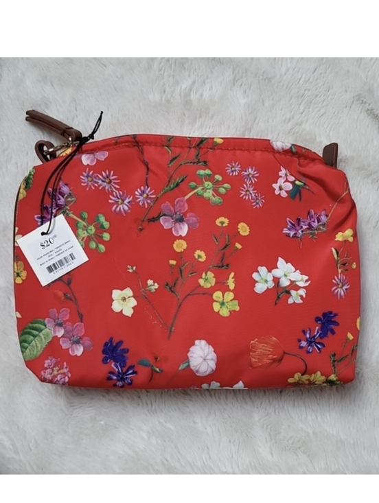 Indigo Handbags - Indigo Red Floral Nylon Medium Zippered Pouch, New With Tags